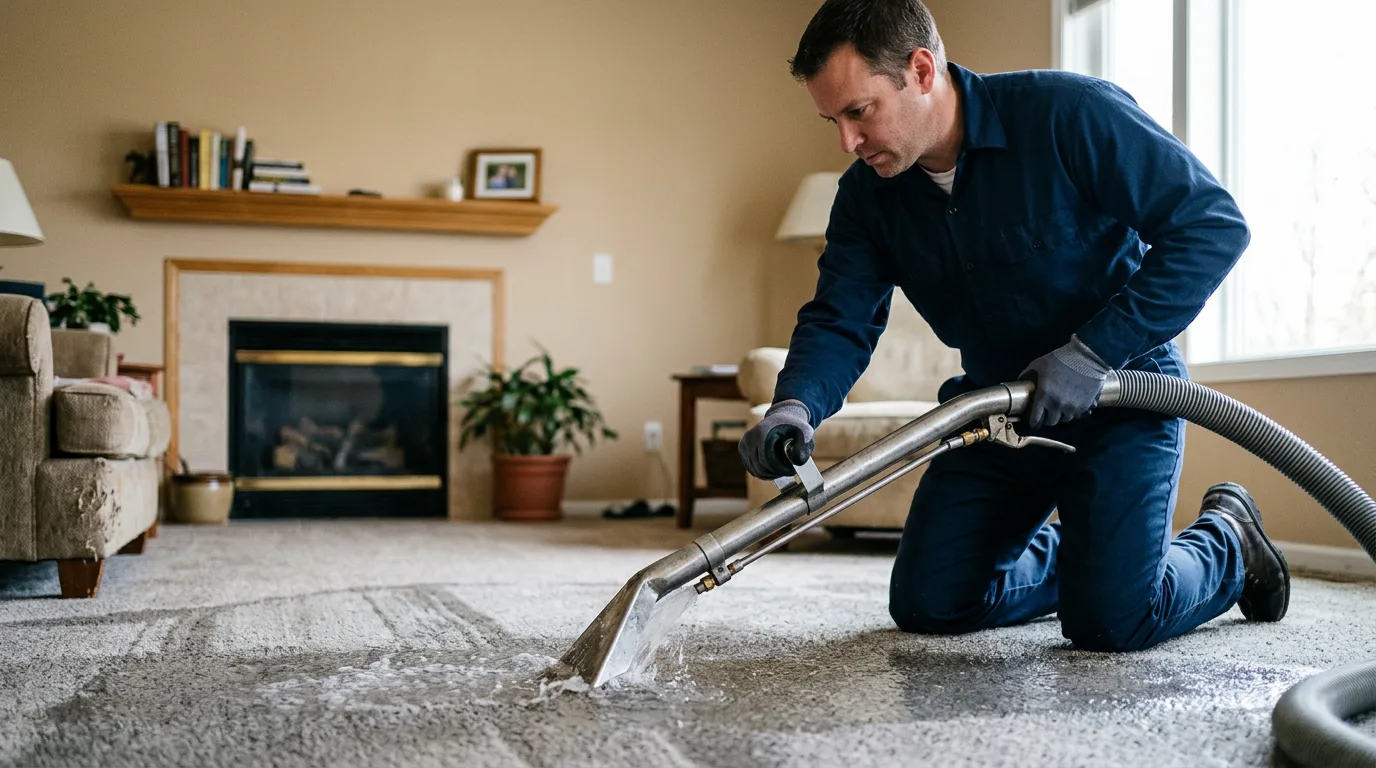 Water damage restoration technician working near Tawas City, MI